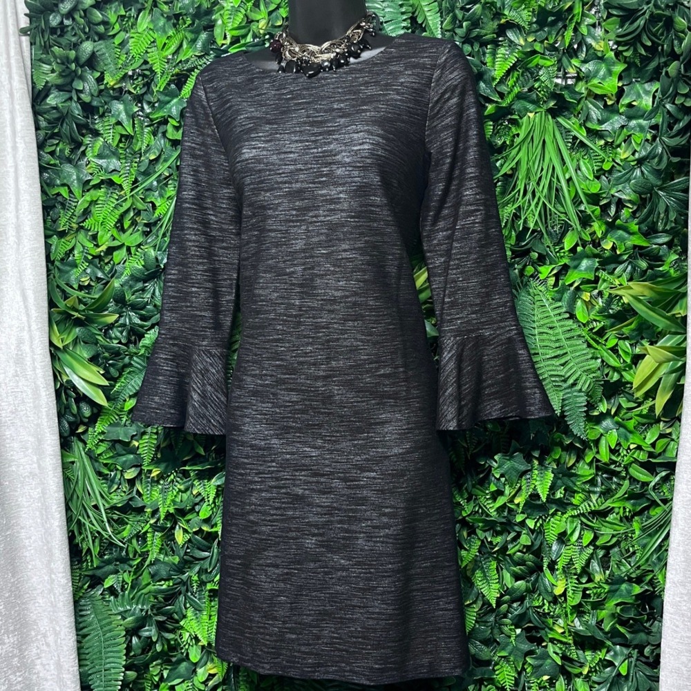 Ralph Lauren Dress Size 6 Grey Space Dye Bell Sleeve Sheath Cocktail 4225
